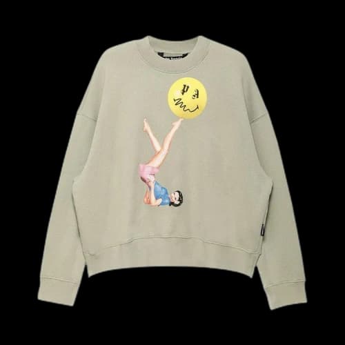 Palm Angels Juggler Pin Up Crewneck Sweatshirt Light Green