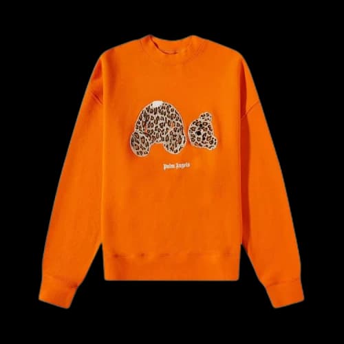 Palm Angels PA Leopard Bear Crewneck 'Orange/Brown'