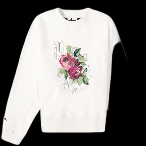 Palm Angels x END Big Rose Crewneck Sweatshirt White