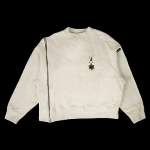 Palm Angels Zipper Crew Neck Sweatshirt 'White'