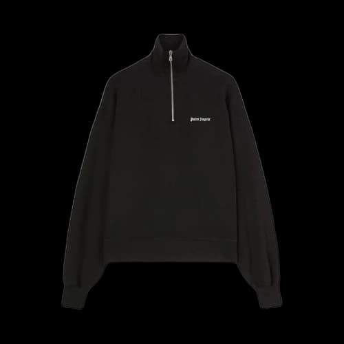 Palm Angels Logo-Embroidered Half-Zip Sweatshirt Black