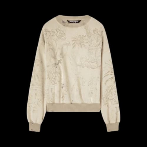 Palm Angels Pencil All Over Crew Sweatshirt Off White