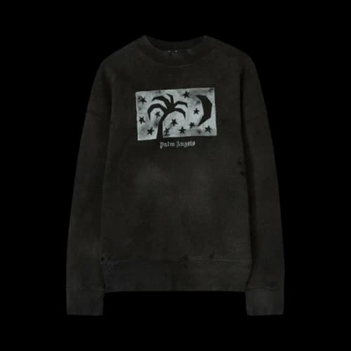 Palm Angels Garment Dye Nightsky Sweatshirt Black/Silver