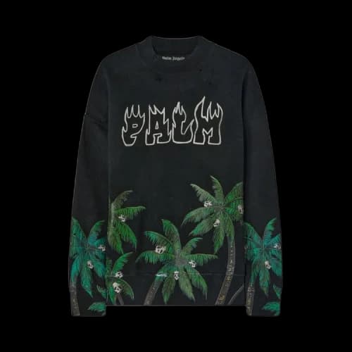 Palm Angels Palms & Skulls Vintage Crewneck Black/Green