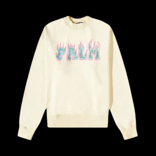 Palm Angels Logo Flames Vintage Crew Sweatshirt 'White/Purple'