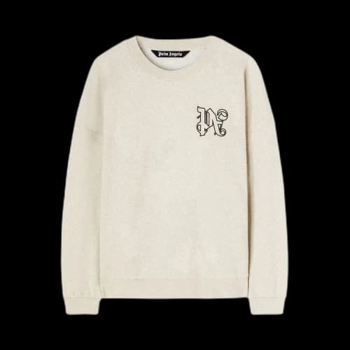 Palm Angels PA Monogram Linen Crewneck Beige