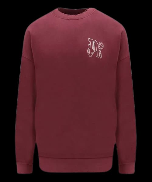 Palm Angels Vintage Effect PA Logo Sweatshirt Burgundy