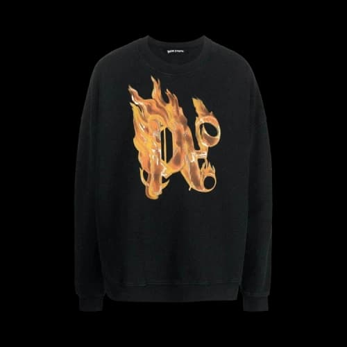 Palm Angels Burning Monogram Crewneck 'Black/Gold'