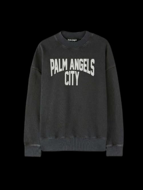 Palm Angels PA City Washed Crewneck Dark Grey/White