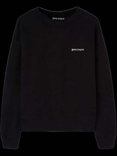 Palm Angels Logo-Embroidered Cotton Sweatshirt Black/White