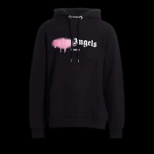Palm Angels Miami Sprayed Logo Hoodie Black Pink