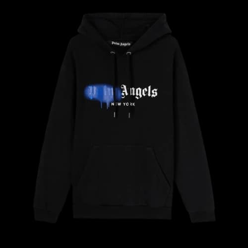 Palm Angels New York Sprayed Hoodie 'Black/Blue'