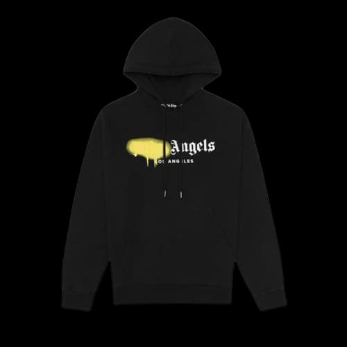 Palm Angels Los Angeles Sprayed Logo Hoodie 'Black/Yellow'