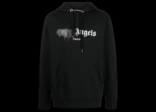 Palm Angels Paris Sprayed Logo Hoodie Black