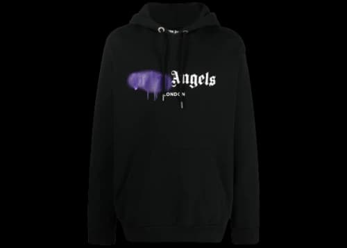 Palm Angels London Sprayed Logo Hoodie Black