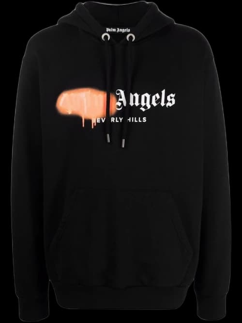 Palm Angels Beverly Hills Sprayed Logo Hoodie Black