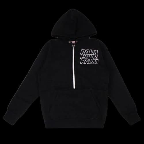 Palm Angels Half Zip Hooded Sweatshirt 'Black'