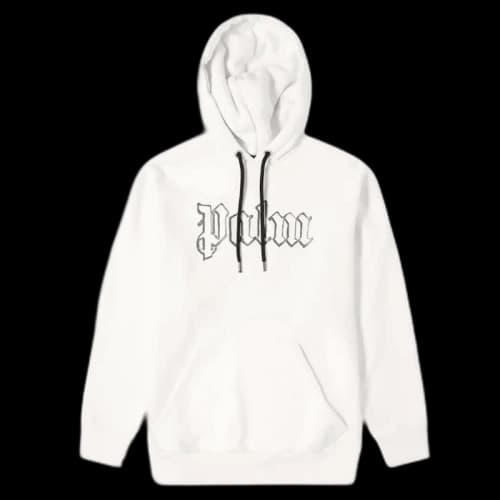 Palm Angels Front and Back Logo Popover GID Hoodie White