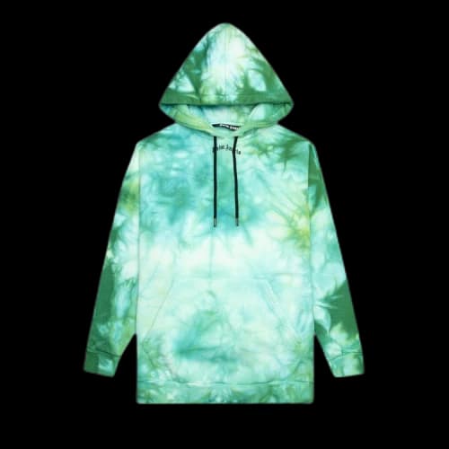 Palm Angels Tie Dye Logo Over Hoodie 'Forrest Green/Yellow'
