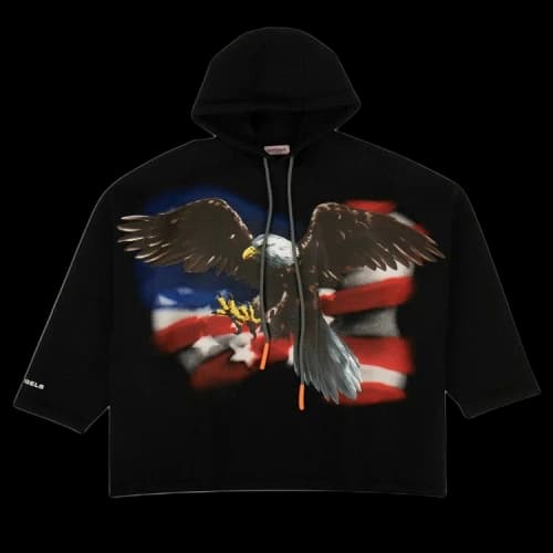 Palm Angels Eagle Print Hooded Over-Sized Sweatshirt 'Black'
