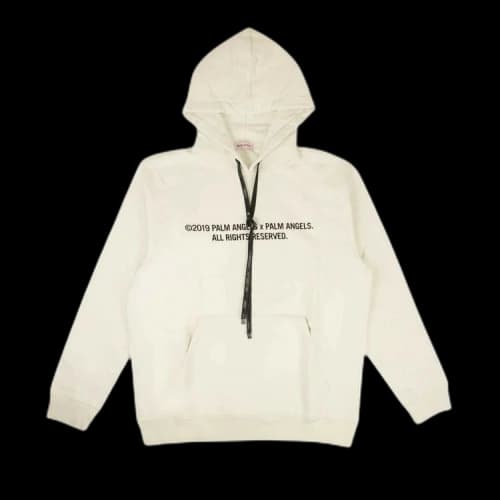 Palm Angels Logo Text Hooded Sweatshirt 'White'