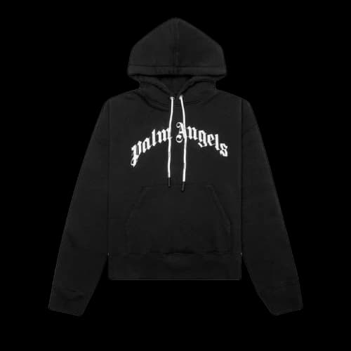 Palm Angels Curved Logo Hoodie 'Black/White'