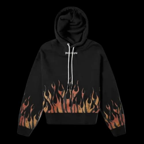 Palm Angels Tiger Flames Popover Hoodie 'Black Orange'