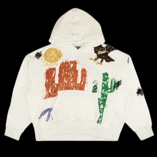 Palm Angels New Folk Allover Hoodie Sweatshirt 'White'