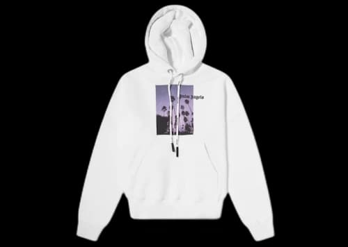 Palm Angels Stars and Palms Popover Hoodie White/Black/Purple Sunset
