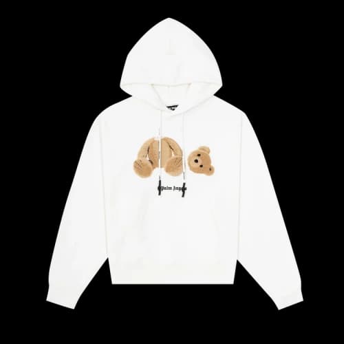 Palm Angels Embroidery Bear Hoodie White/Brown