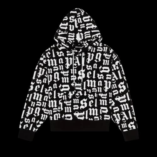 Palm Angels Broken Monogram Hoodie 'Black/White'
