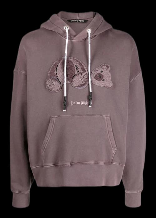 Palm Angels GD Bear Motif Hoodie Purple