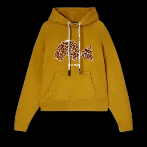 Palm Angels Leopard Bear Hoodie Tan/Brown