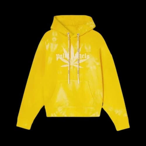 Palm Angels Leaf Tie Dye Hoodie Yellow
