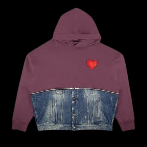 Palm Angels Denim Horizontal Zipper Hoodie 'Purple'