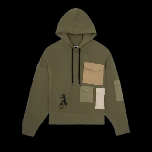 Palm Angels Juggler Pin Up Hoodie 'Military'