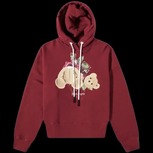 Palm Angels x END Bear Rose Hoodie Burgundy