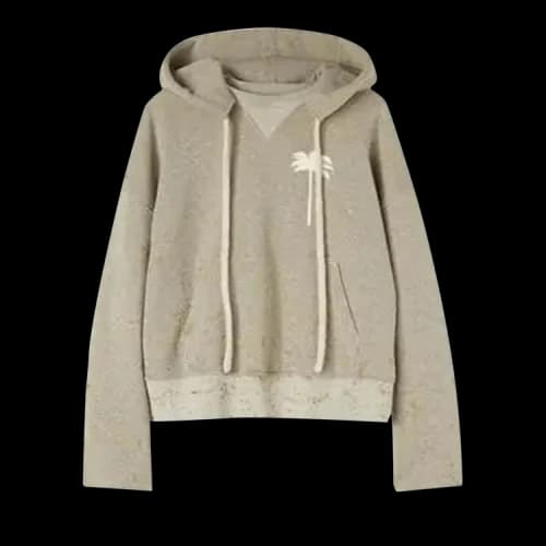 Palm Angels Pxp Painted Raw Cut Hoodie Melange Grey/White
