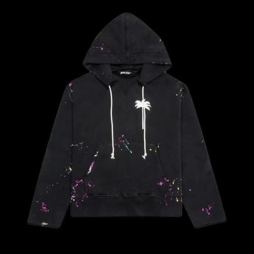 Palm Angels Painted Palm Tree Hooded Sweatshirt Black/White