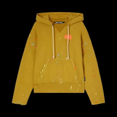 Palm Angels Painted Raw Hoodie Brown/Orange