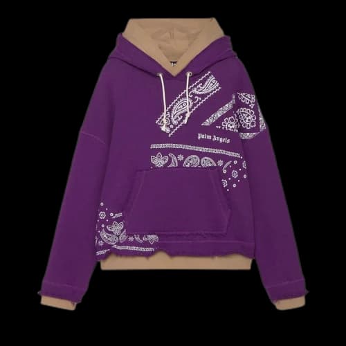 Palm Angels Bandana Print Hoodie 'Light Grey'