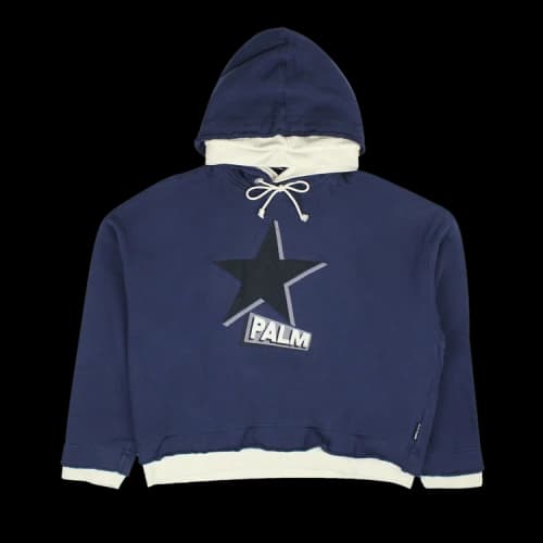 Palm Angels Logo Hoodie 'Navy/White'