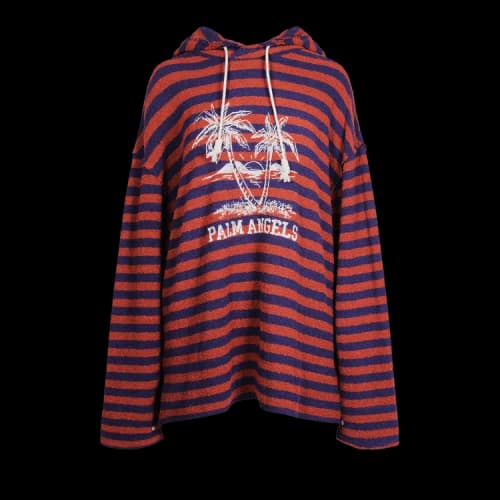 Palm Angels Logo Print Terry Cloth Hoodie 'Orange/White'