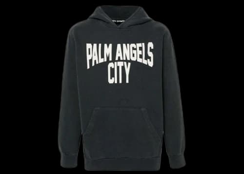 Palm Angels Logo-Print Hoodie Dark Grey