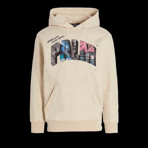Palm Angels Palm Sign Vintage Hoodie White