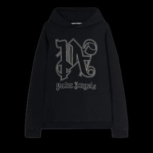 Palm Angels Monogram Statement Logo Hoodie Black