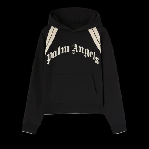 Palm Angels Curved Logo Track Hoodie 'Black/Ivory'