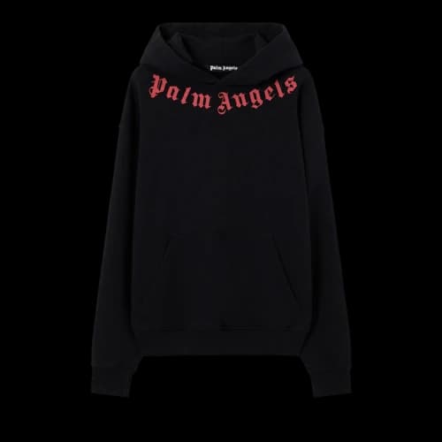 Palm Angels Neck Logo Regular Hoodie 'Black/Red'