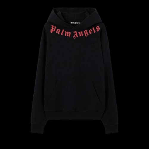 Palm Angels Neck Logo Regular Hoodie 'Black/Red'