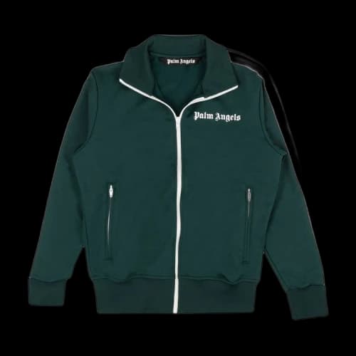 Palm Angels Classic Zip Up Track Jacket 'Green/White'